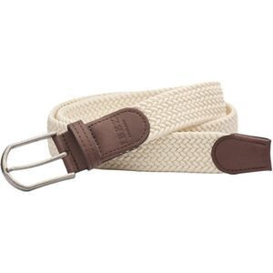 NWT IBEX Womens Beige Brown Woven Eco Friendly Recycled Stretch Belt Size Medium